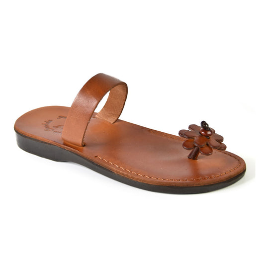 Custom Leather Women's Sandals With Leather Flower Flip Flops Thongs - Etsy