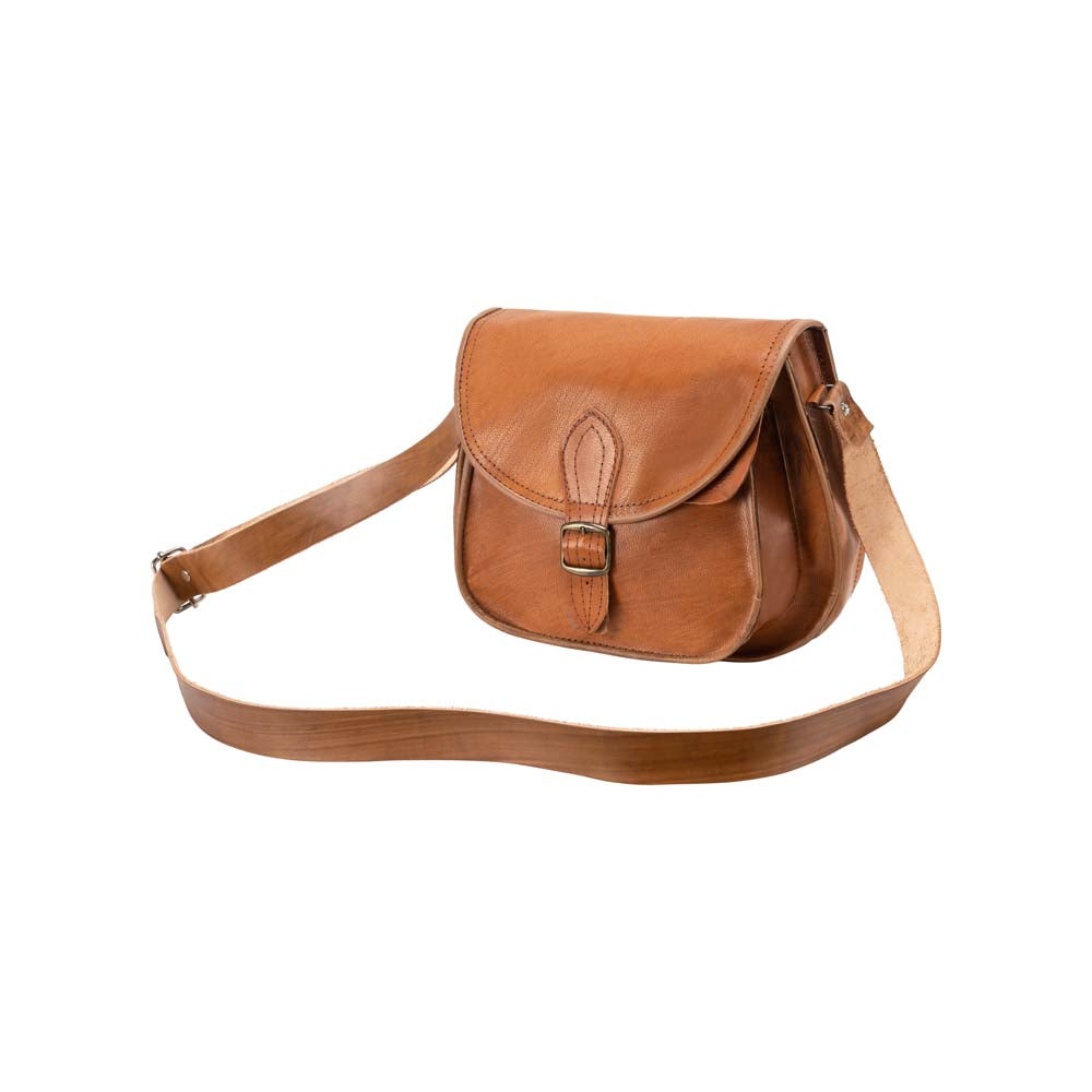 Women's Two Front Pockets Crossbody Tan Brown Real Leather Bag by SCIN