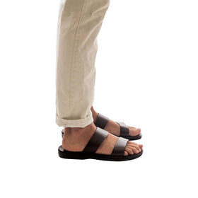 Men's Two-Strap Leather Sandal - Aviv Black – Jerusalem Sandals