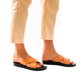 Men's Elan Slide-On Leather Sandals - Brown – Jerusalem Sandals