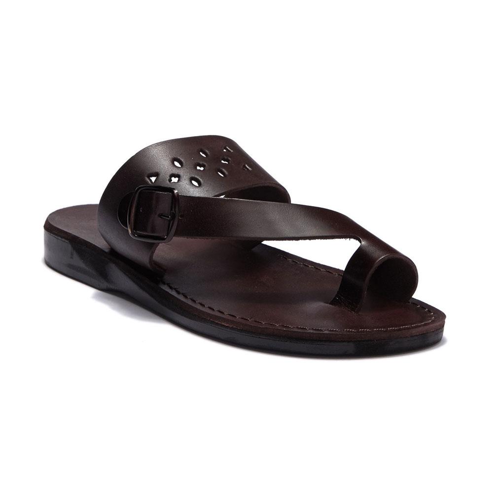 Ezra Cut-Out Leather Toe Loop Sandals - Brown#N# – Jerusalem Sandals