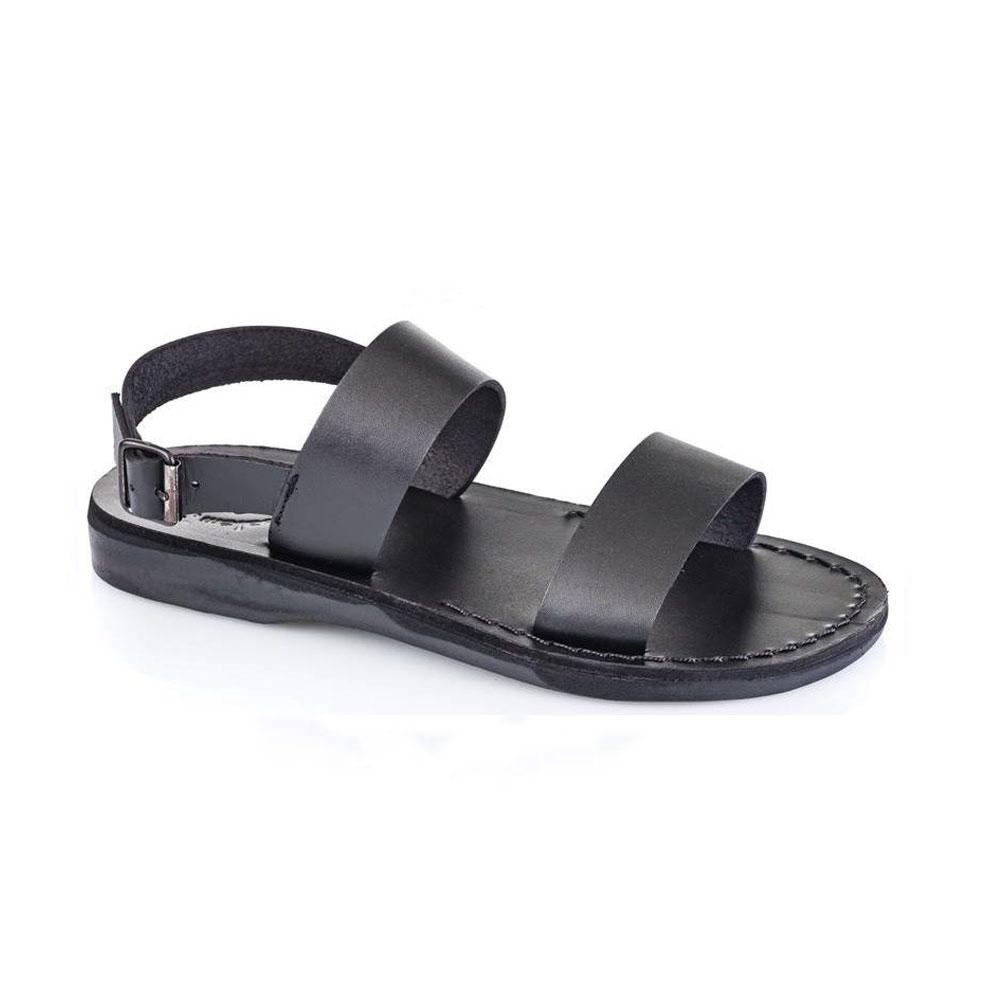 Golan - Men's Black Leather Two-Strap Sandal | Mens leather sandals, Ankle  strap sandals flat, Leather sandals handmade