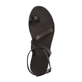 Brown Massaging Leather Sandals With Strap (Sizes 7-16 Available