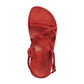 Tzippora red, handmade leather sandals with back strap  - Side View