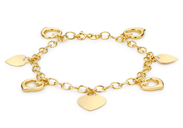 7-Lucky Charm Bracelet 18cm/7' 9ct Yellow Gold