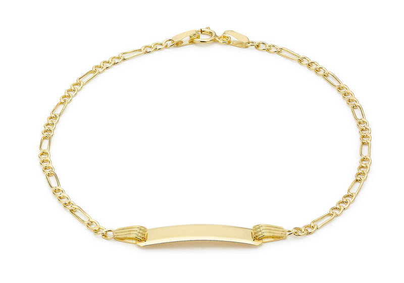 9ct Yellow Gold Figaro Childs ID Bracelet – Harper Kendall