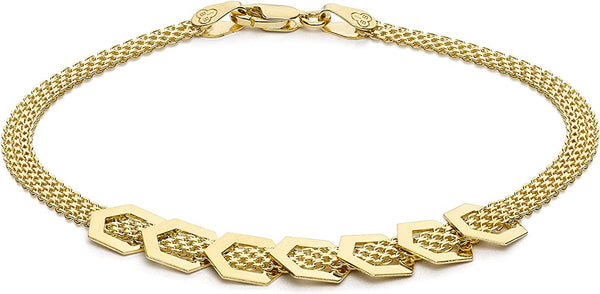 7-Lucky Charm Bracelet 18cm/7' 9ct Yellow Gold