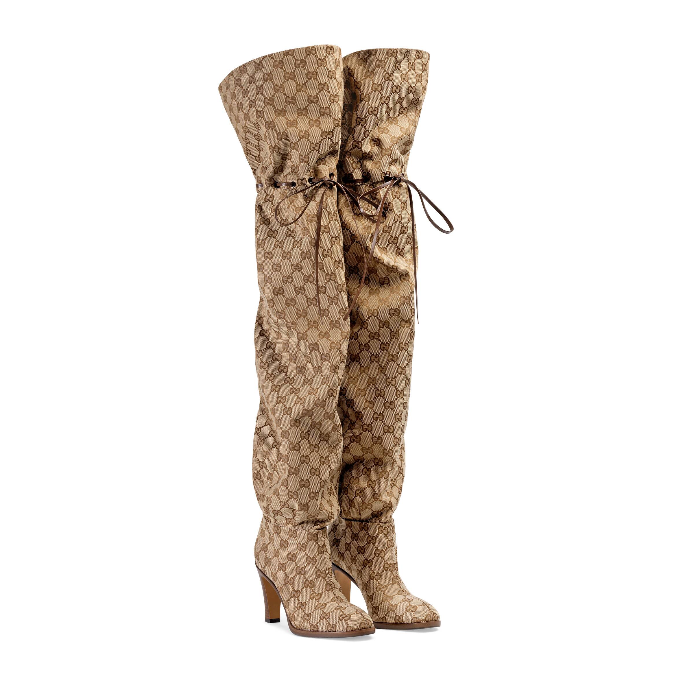 gucci canvas over the knee boots