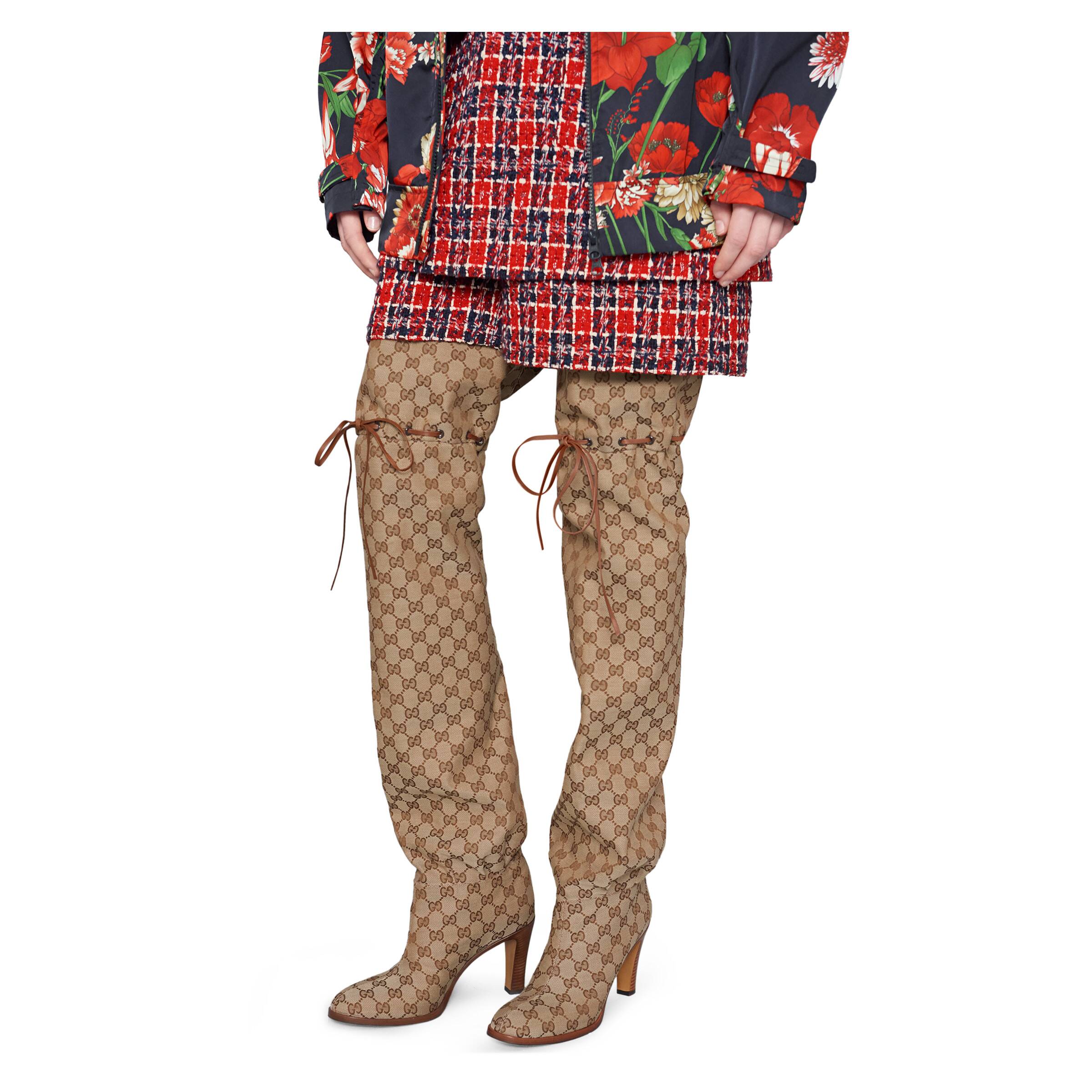 gucci canvas over the knee boots