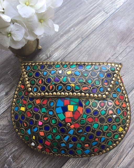 Colorful Designer Mosaic Clutch Bag – La Mer Closet