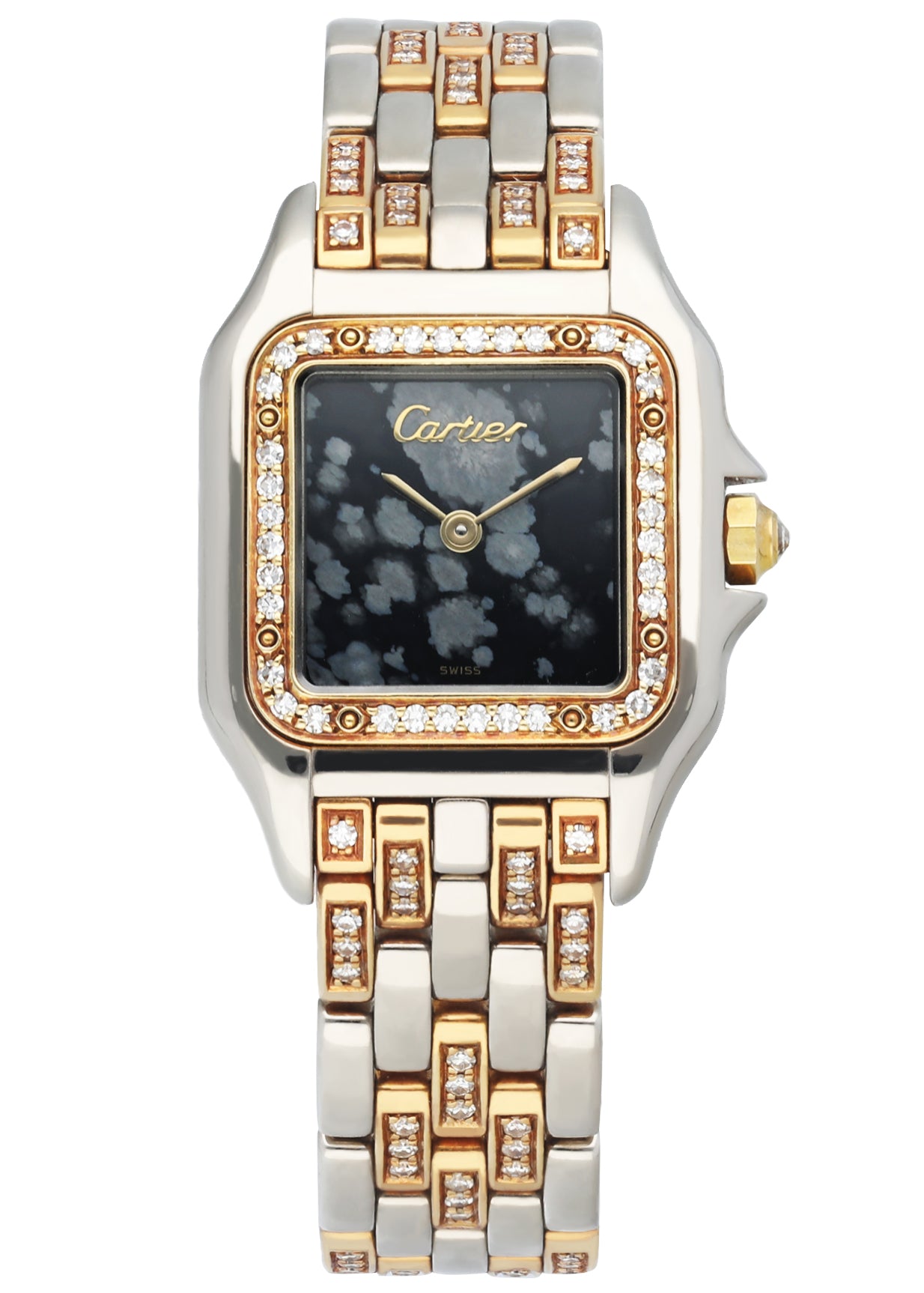 Cartier Panthere 22mm 18K White Gold & 18K Rose Gold Factory Set Diamonds with Obsidian dial