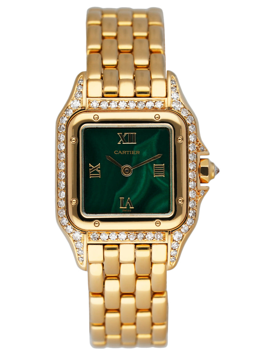 Cartier Panthere Diamond Factory Malachite Dial Ladies Watch