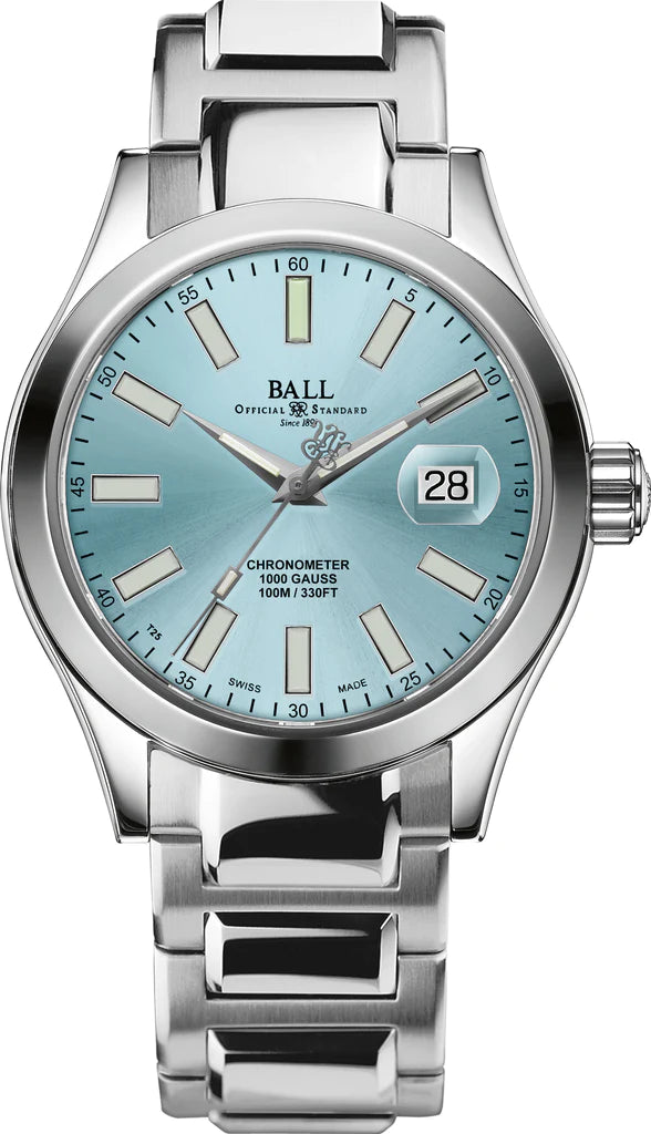 BALL Engineer III Marvelight Chronometer Ice Blue Dial Watch Box Papers