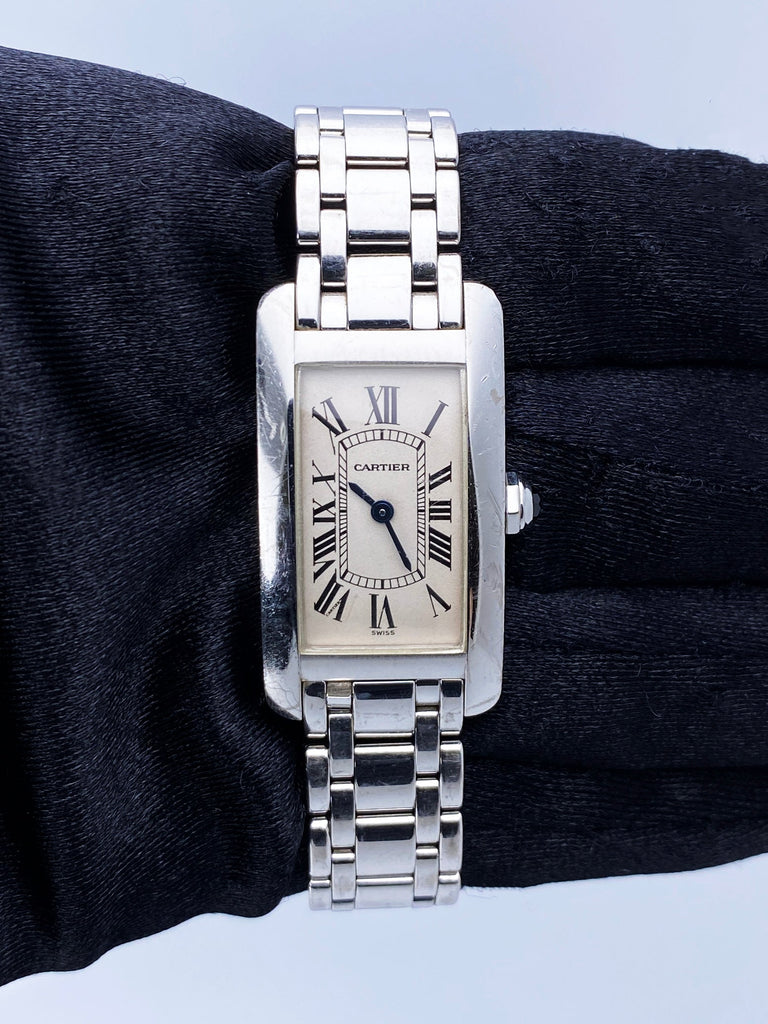 Cartier Tank Americaine 1713 18K White Gold Ladies Watch
