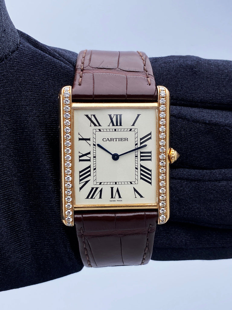 Cartier Tank Louis XL WT200005 Diamond 18K Rose Gold Mens Watch