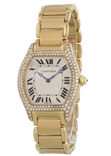 cartier tortue rose gold diamond watch