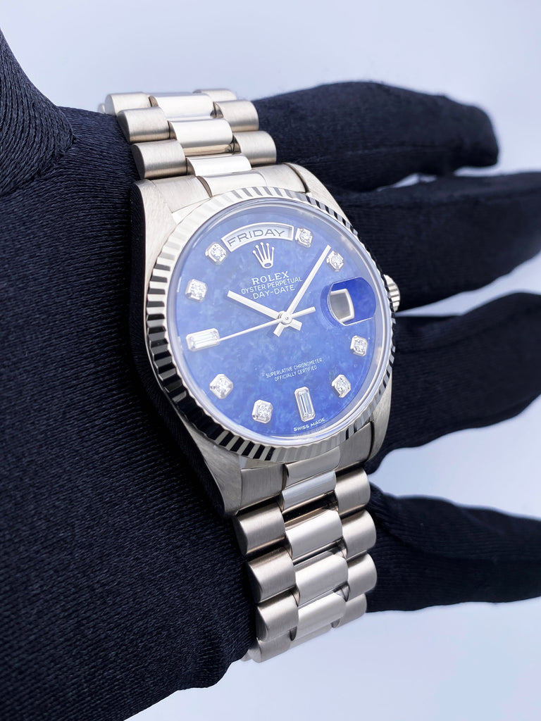 Rolex Day Date 18239 Sodalite Diamond Dial Mens Watch