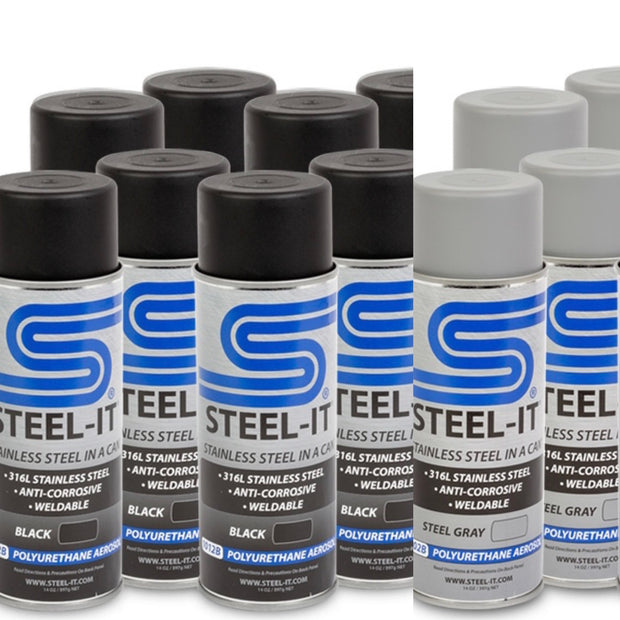 Steel-It Polyurethane Aerosol (Black 2-Pack), Stainless Steel in a Can  Protects Against Corrosion, Industrial Paint Coatings, Anticorrosion,  Heat/Wear Resistant, Weldable, Food Safe, Easy to Apply: :  Industrial & Scientific