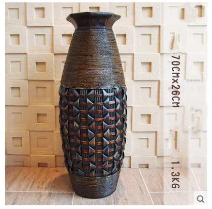 Wood Bamboo Weave Tall Floor Vase Orchid Bloomz