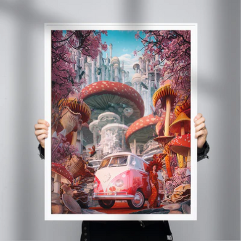 Cool And Colorful Wall Art: 'Shroomland Drive' by Gal Barkan for Share The Meal | Andy okay – Art for Charity