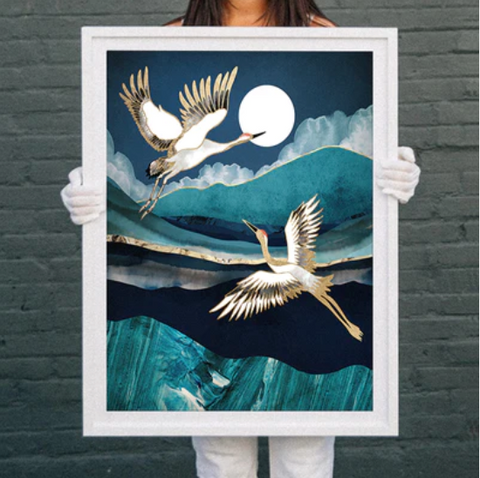 Cool Animal Posters: ’Midnight Cranes by SpaceFrog Designs for Amazon Watch | Andy okay – Animal Wall Art for Charity