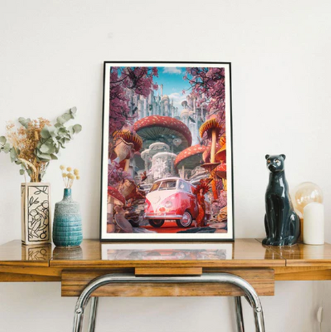 Edgy Wall Art: 'Shroomland Drive' by Gal barkan for Share the Meal | Andy okay – Edgy Art for Charity