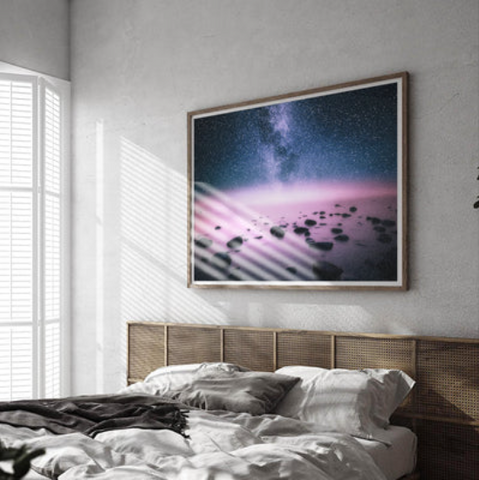Galaxy Wall Art: 'When Worlds Collide' by Hermit for Share The Meal | Andy okay - Art for Causes