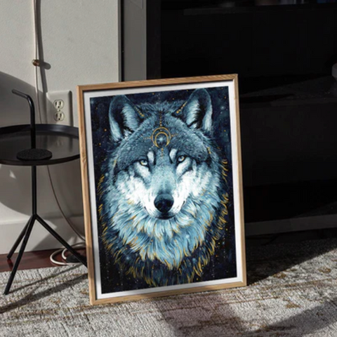 Girly Wall Art ’In The Darkness Wolf’ by Jonna Lamminaho for WWF | Cool Girly Art Prints for Charity