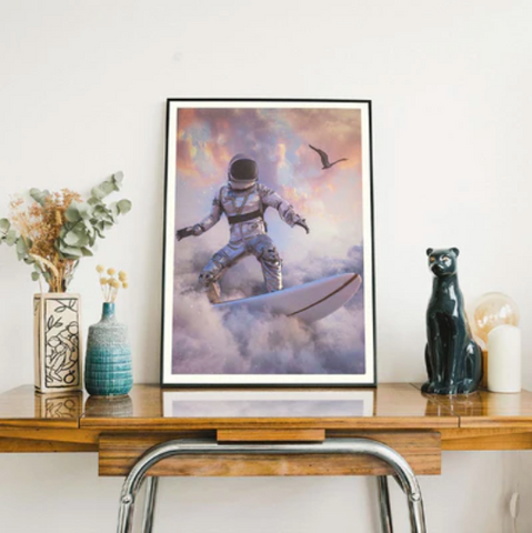 How to Decorate Your Home With Surreal Wall Art: ’Sky Surfer’ by Maxim Kazakov for Pangeaseed | Andy okay – Surreal Posters for Charity