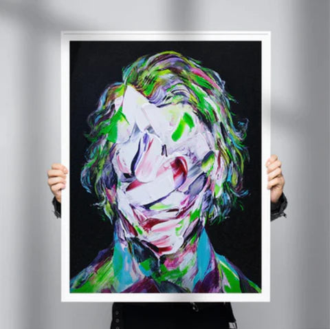 Quirky Wall Art: 'Joker' Heath Ledger Batman painting by Norris Yim for Non Violence Project | Andy okay – Quirky Wall Art for Charity