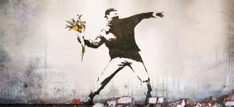 Banksy, Thug Flowers - Social Commentary with Art | Andy okay - Art for Good Causes