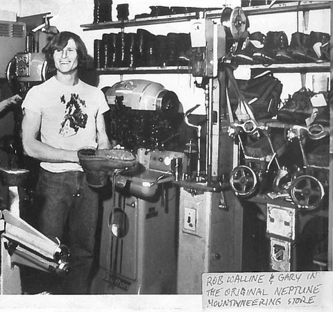A photo of Gary Neptune in the original Neptune Mountaineering Store