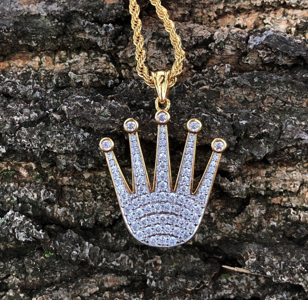 lab diamond rolex crown pendant and 
