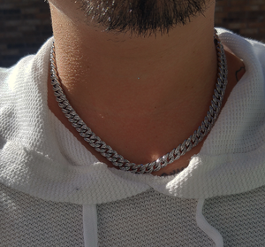 WHITE GOLD FINISH DIAMOND CUBAN CHOKER 