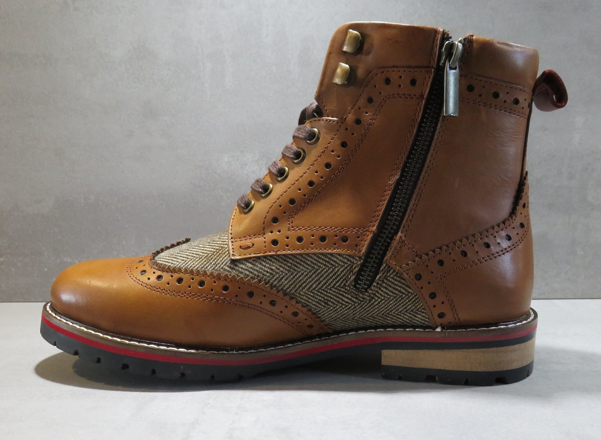 mens tweed brogue boots