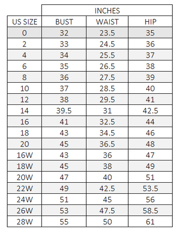 Enchanting Size Chart B