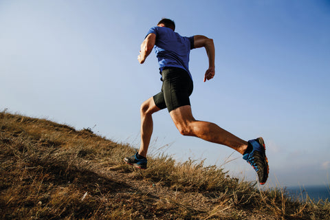A man running up a hill