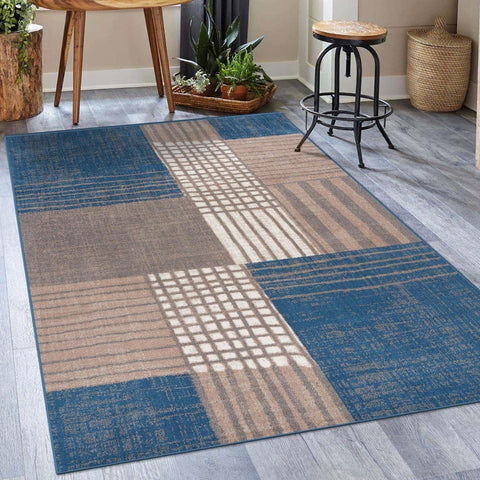 Luxe weavers plaid modern farmhouse area rug