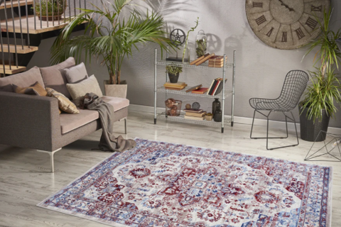 Luxe weavers' Oriental Area Rug in an eco-friendly living room