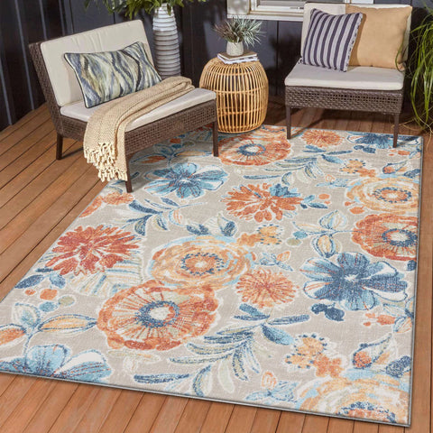 luxe weavers orange floral rug