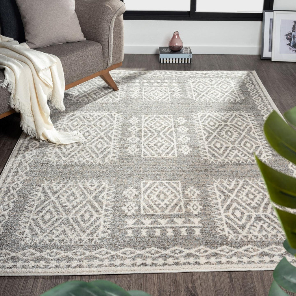 Light Gray Vinyl Floor Mat With Boho Design. North African Berber Art in  Beige and Gray. Tribal Moroccan Design. Kitchen Rug, Area Rug. 