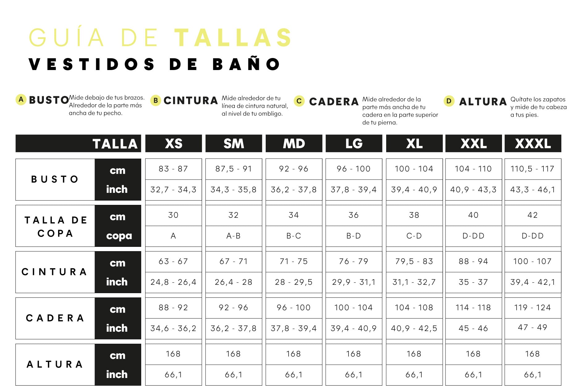 MAAJI SWIM SIZE GUIDE