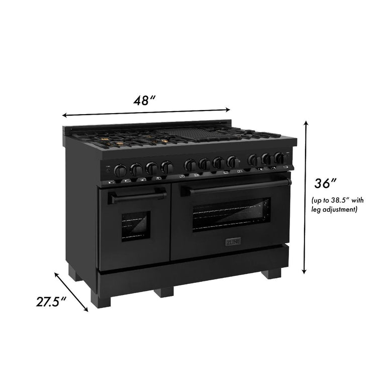 ZLINE 48 in. Professional Gas Burner, Electric Oven in Black Sta – Home Source