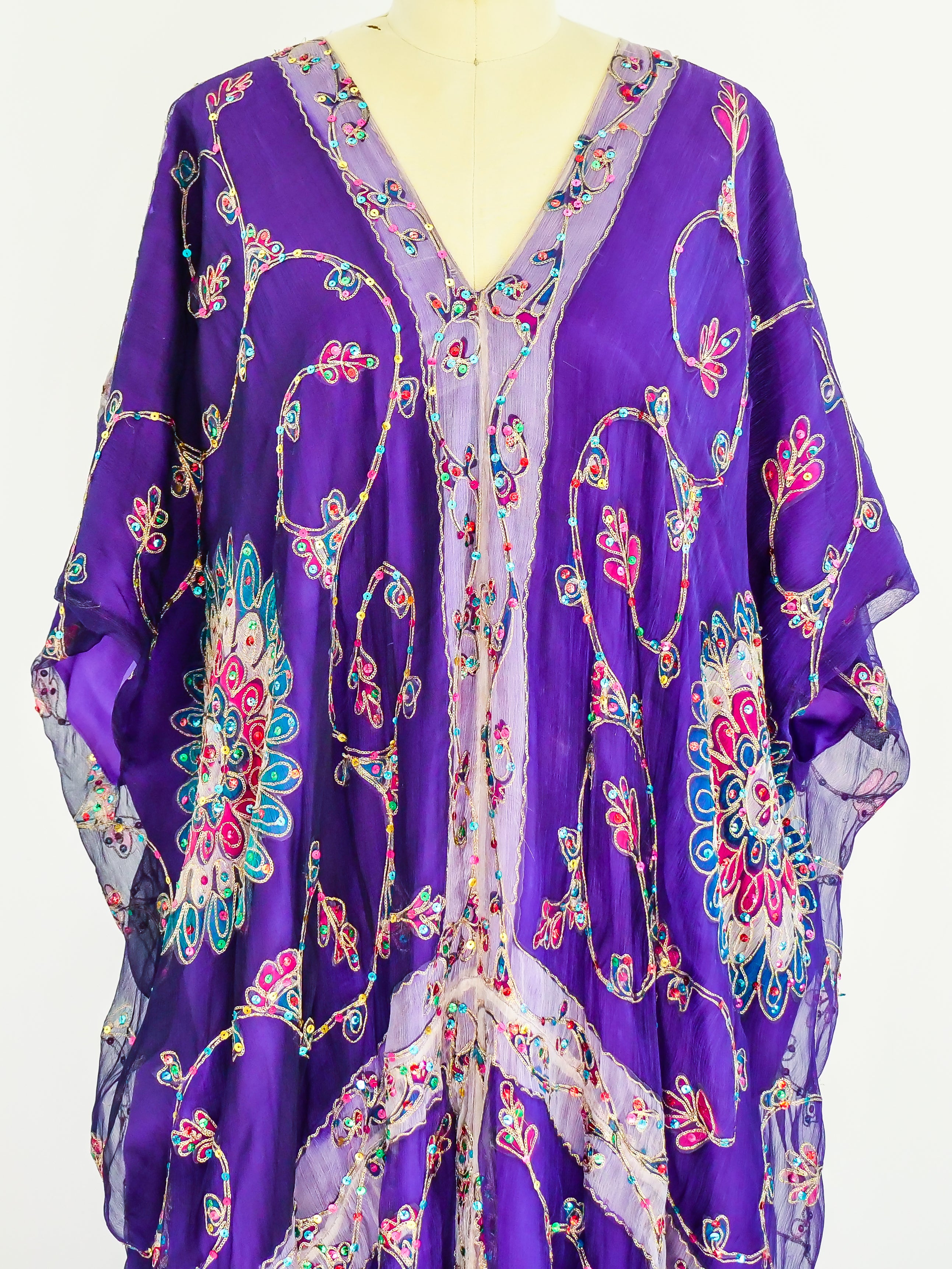 Embroidered Silk Sequined Caftan