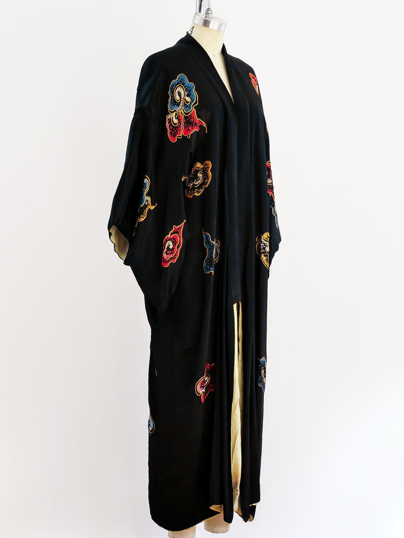 Golden Dragon Embroidered Silk Robe