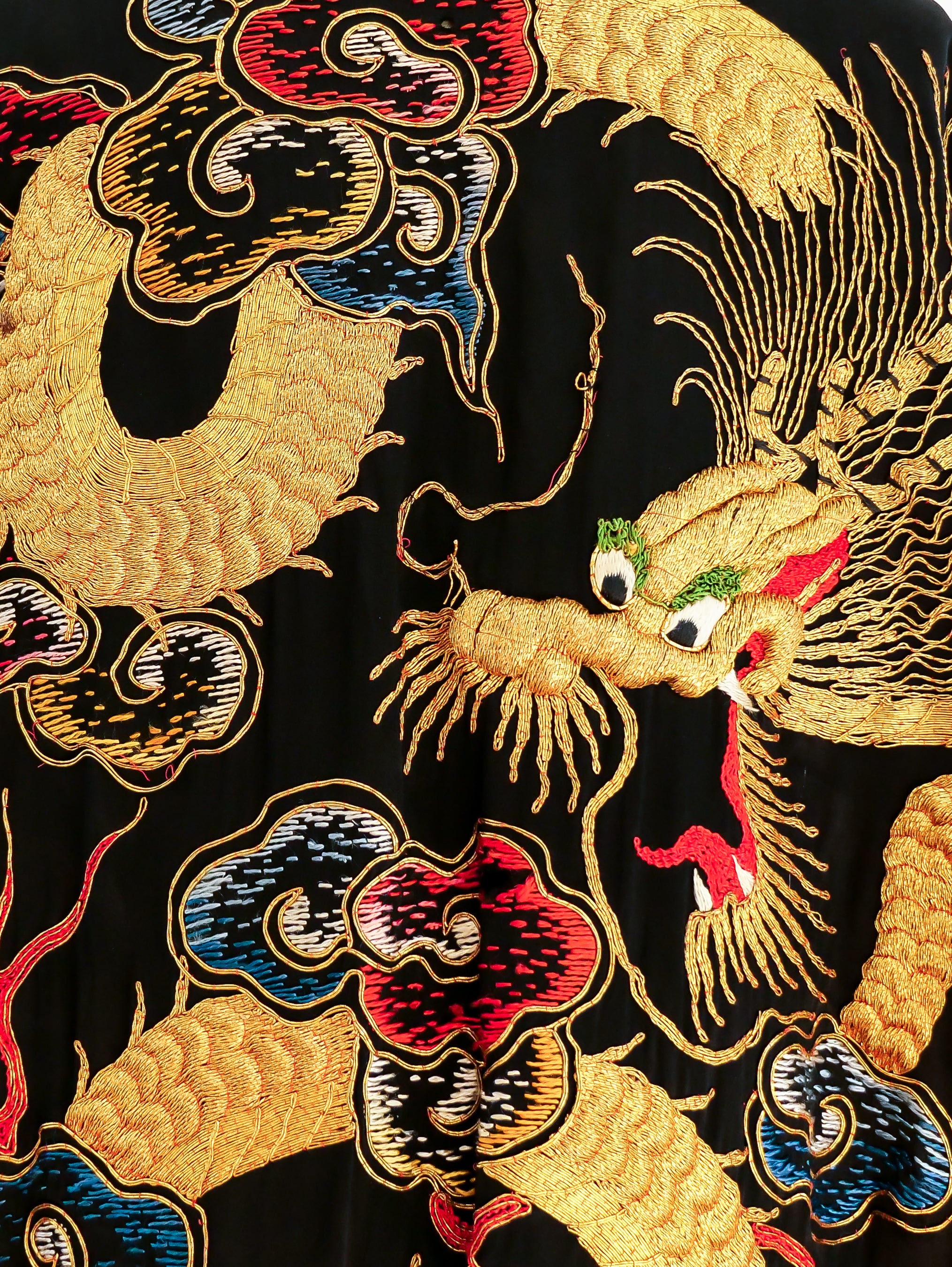 Golden Dragon Embroidered Silk Robe