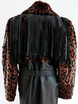 Yves Saint Laurent Fringed Leather and Fur Coat Jacket arcadeshops.com