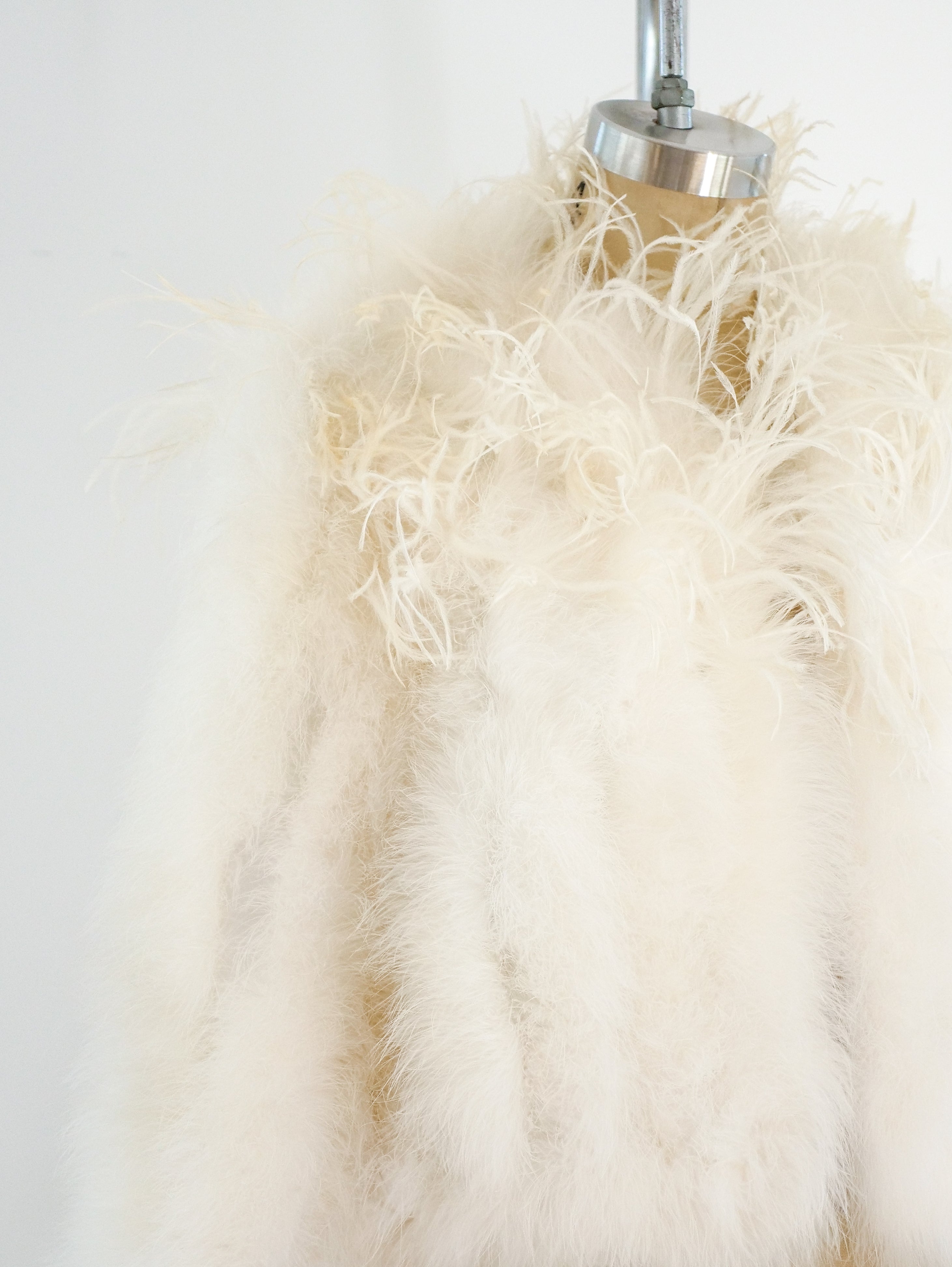 Cropped White Marabou Feather Jacket