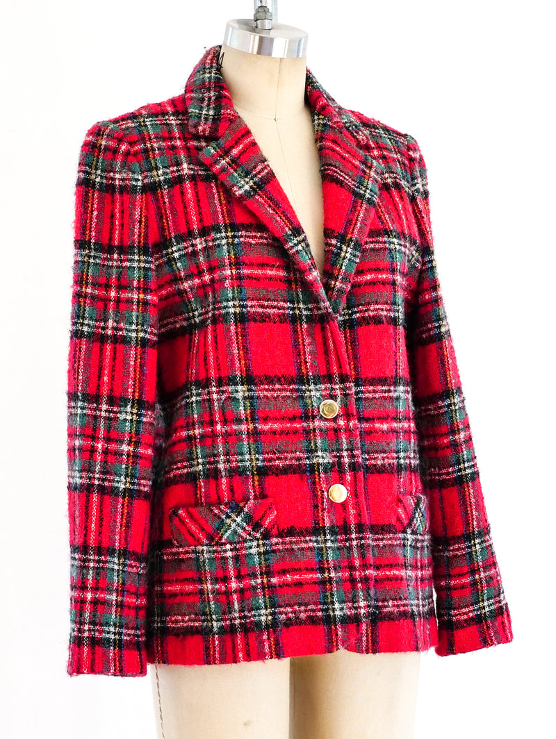 Red Plaid Tweed Jacket