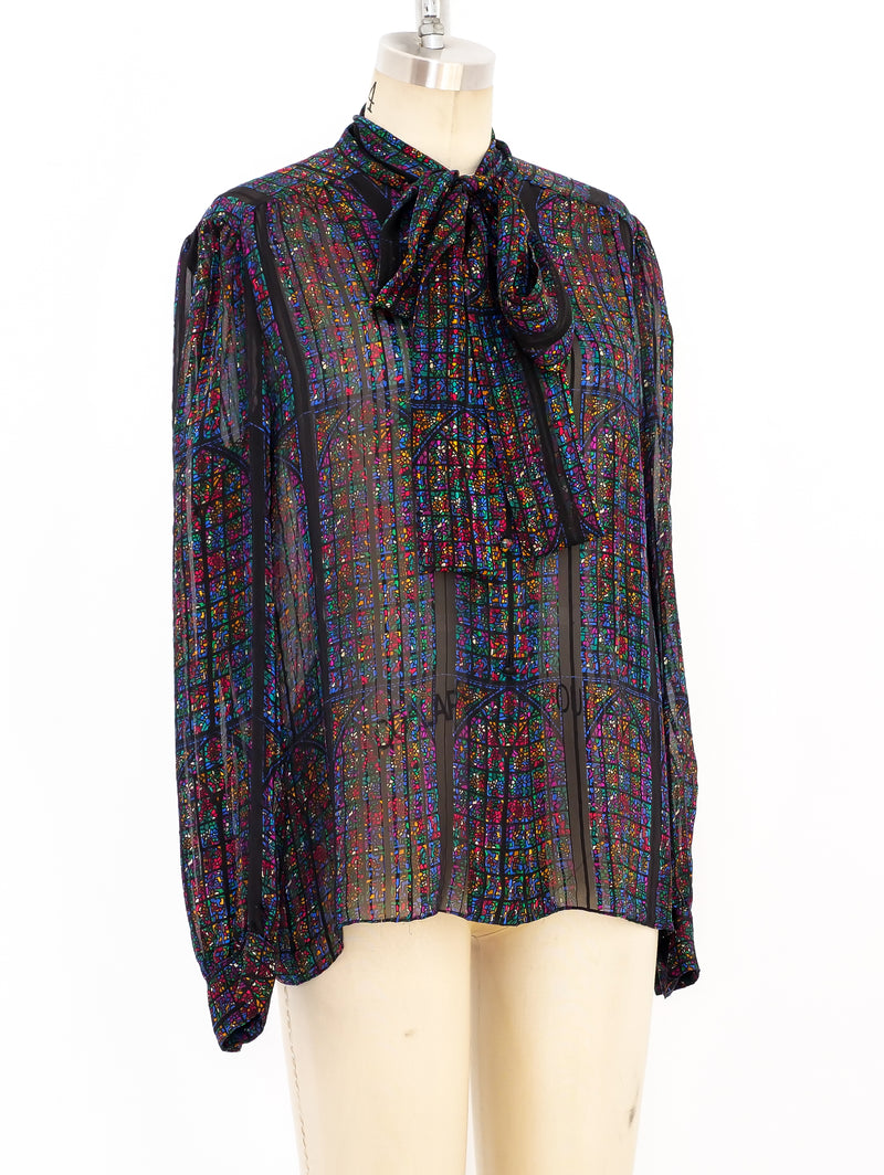 Stained Glass Printed Silk Blouse